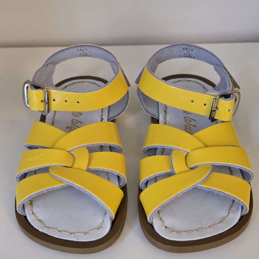 Yellow Saltwater Sandals - Classic Braided Straps Toddler Size 7